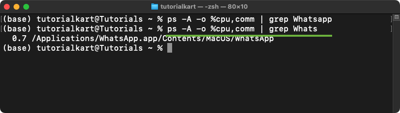 Using the "ps" Command to view CPU usage for processes